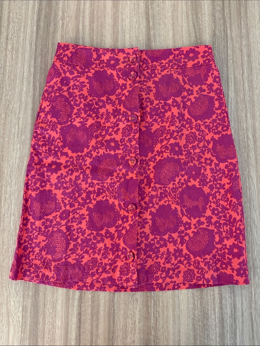 Boden Linen Button Front Floral Mini Skirt Women’s Size 4 Long